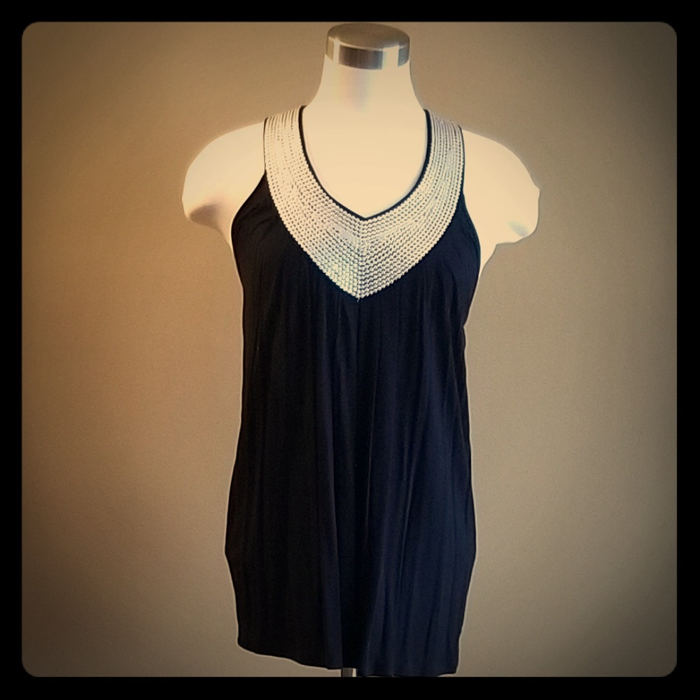 BLACK JERSEY SEQUIN DETAIL BLOUSE